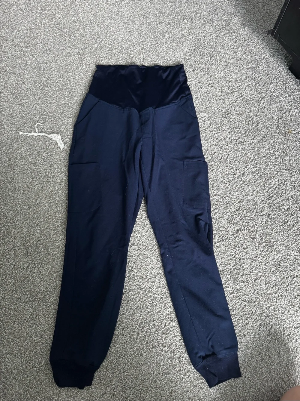 High-Waist Navy Maternity Jogger Scrub Pants